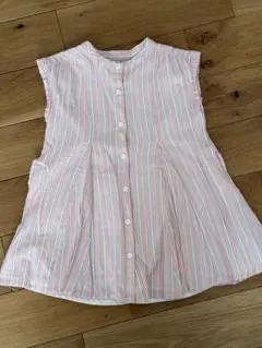 petit main ワンピース ノースリーブ　ストライプ　 ピンク　110