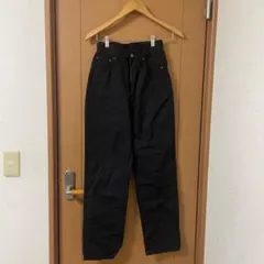 GRL ブラック　配色ステッチハイウエストストレートパンツ