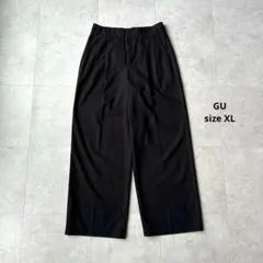 XL｜GU リネンブレンドタックワイドパンツ　麻　リネン　ワイドパンツ