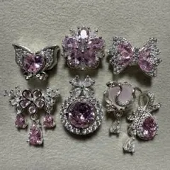 ロンデルパーツ　金属パーツ　ピンクセット
