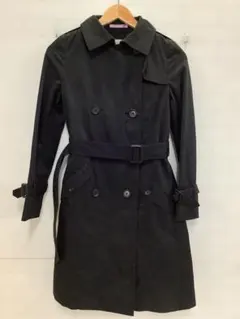 値下3.6A252◎レ.ミュー◎アウター◎トレンチコート◎裏地ドット柄◎ブラック