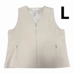 ベージュ ノースリーブ ベスト　ジレ　 ジッパー付き　11号　Lサイズ　重ね着