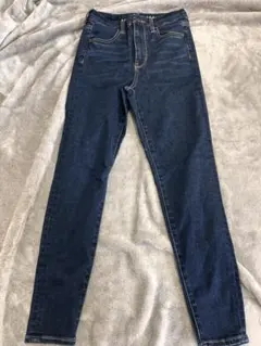 ダークブルー ハイウエスト スキニーデニム