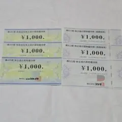 ビックカメラ コジマ 株主優待券 6枚セット ¥1000×6 6000円