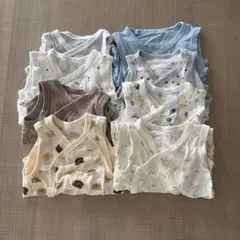 西松屋8枚セット★メッシュ生地ノースリーブロンパース肌着【70サイズ】