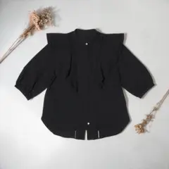 2603102 GATHER SLEEVE ROUND BLOUSE ブラックM 2603102 GATHER SLEEVE ROUND BLOUSE ブラックM - メルカリ