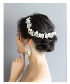 ヘッドドレスウェディングシルバー ブライダル