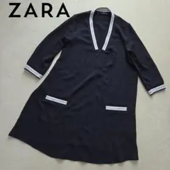 ZARA ザラ BASIC COLLECTION ワンピース 長袖 ネイビーM