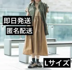 美品 ユニクロ コンビネーションフレアワンピース ベージュ Lサイズ 半袖