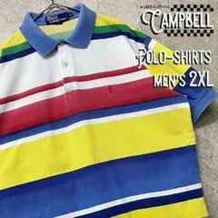 【レアデザイン2XL☆US輸入90s】ポロバイラルフローレン ボーダーポロシャツ