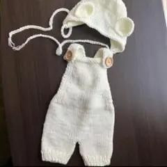 ニューボーンフォト　新生児　くま耳　ロンパース　ホワイト