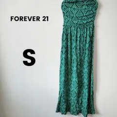 FOREVER 21 ノースリーブロングワンピース S　総柄　幾何学模様