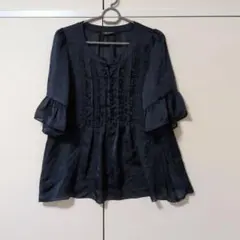 UNITED ARROWS ネイビー フリルブラウス