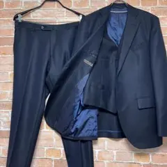 (極美品)ザスーツカンパニー　チェルモニア　スリーピースセットアップ　XL 紺色