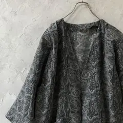 ヴィンテージ ジャケット 薄手 ペイズリー柄 ボタンレス ゆるだぼ LO31