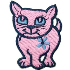ワッペン CAT キャット 猫 ネコ ピンク アイロン アップリケ 送料無料