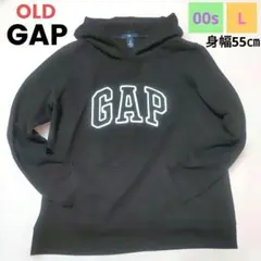 00s Y2K❕OLD GAP フード付きパーカー 黒 男女兼用　L