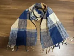 チェック柄ストール ネイビー ベージュ