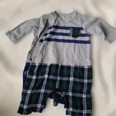 Hot Biscuits 半袖ロンパース グレー/チェック 70cm