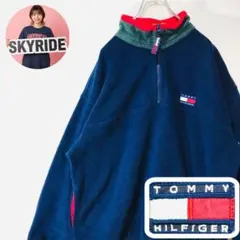 トミーヒルフィガー ハーフジップ フリース L ネイビー ビッグシルエット 古着