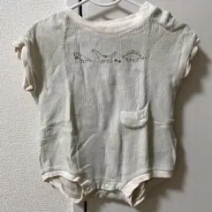 恐竜刺繍 ワッフル素材ロンパース 80