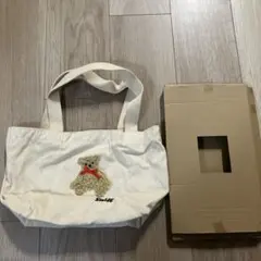 Steiff シュタイフベア　刺繍 ミニトートバッグ キャンバス　アイボリー