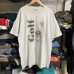 90s’フルーツオブザルームビッグプリント　プロゴルフツアー グレー Tシャツ