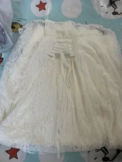 アイボリー レースアップ ロングスカート