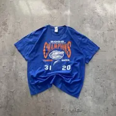 古着 アメリカ輸入 クロコダイル ワニ プリント Tシャツ 半袖 青色 XL