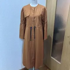 Lagunamoon レンガ色 ロング丈コート ウエストドローストリング付き