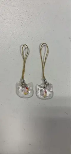猫型 レジン ストラップ 2個セット