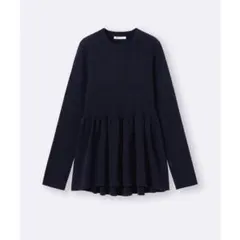 【本日限定お値下げ＊】GU ペプラムニットプルオーバー　ネイビー　M