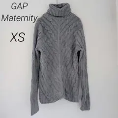 美品✨GAP【XS】ギャップ マタニティ グレー ケーブルニット タートルネック