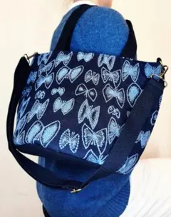 ミナペルホネンsky flowerハンドメイド ショルダーバッグトートバッグ丸底