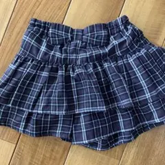 ブラウンチェック フリルスカート風パンツ110cm