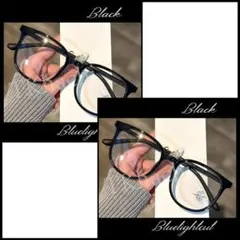 黒縁 伊達メガネ 2個セット ブラック おしゃれ 訳セット①