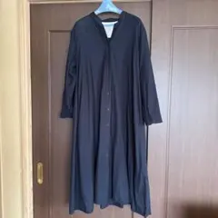 無印良品　【美品】　ネイビー　XL ボタン付きシャツワンピース