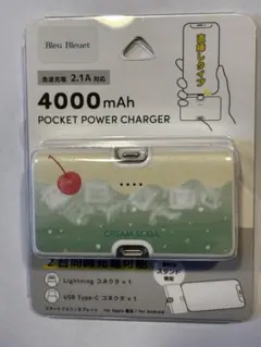 【新品】ブルーブルーエ　コネクタ付きリチウム充電器4000mAhクリームソーダ柄のサムネイル