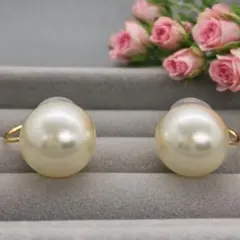 14mm 大粒パールイヤリングフォーマル 卒業式入学式結婚式痛くなりにくい