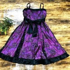 美品/3L】Fwaje チュールドレス ワンピース 編み上げ キャバドレス 紫黒