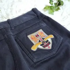 セリーヌCELINEクレスト刺繍ストレッチパンツ40希少ポルトガル製美品黒のサムネイル