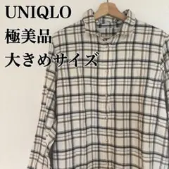 極美品⭐️ UNIQLO ユニクロ 長袖シャツ リネン ベージュ系 チェック