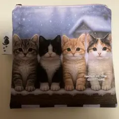猫デザインポーチ 約15cm