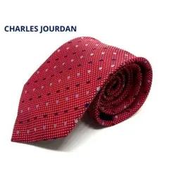 CHARLES JOURDAN イタリア製　ネクタイ　レッド　ドット　絹100%