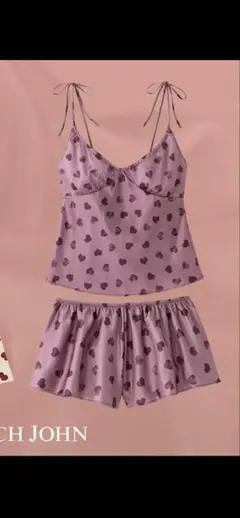 PEACH JOHN パープル ハート柄 ルームウェア S/M