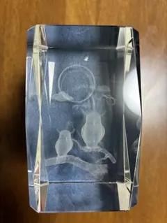 ☆お値下げしました☆クリスタル彫刻 親子フクロウのデザイン　ボックス付き