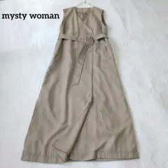 mysty woman トレンチ風ジャンパースカート ロングジレ風 ベージュ Fのサムネイル