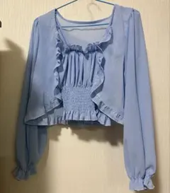 グレイル　フリルシアーボレロXシャーリングキャミソールアンサンブル M ブルーのサムネイル