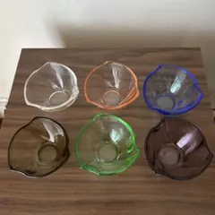 昭和レトロ！未使用品！素敵な６色のガラスの器　小鉢　パフェグラス　アイスカップ