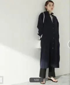 ジャーナルスタンダードレリュームrelume ネイビー ラインシャツワンピース